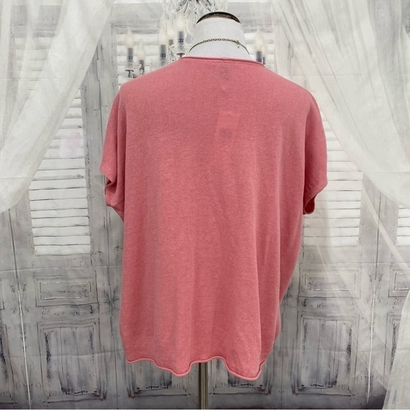 Eileen Fisher Blossom Pink Organic Linen Cotton V-Neck Box Top Pocket Oversized - Picture 7 of 11